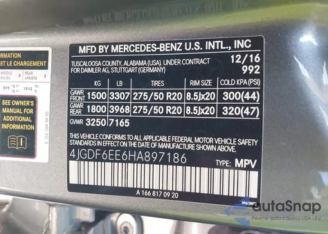 2017 Mercedes-Benz Gls 450 4Matic из США, поврежденный, VIN 4JGDF6EE6HA897186